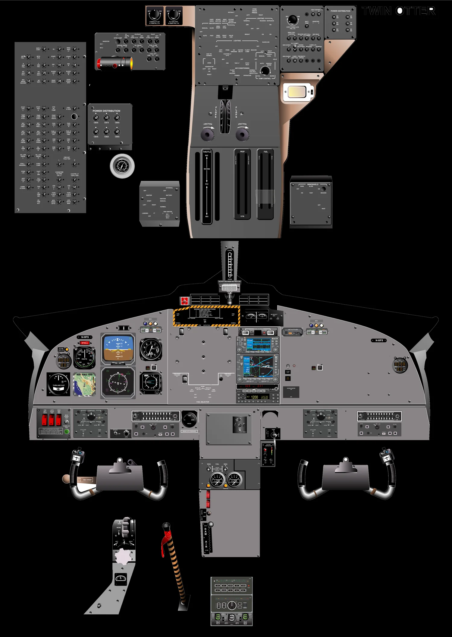 DHC-6 cockpit controls from the desktop app